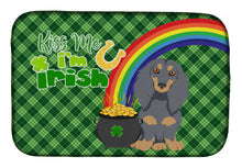 Load image into Gallery viewer, Longhair Blue and Tan Dachshund St. Patrick's Day Dish Drying Mat – Absorbent, Artistic Kitchen Essentials