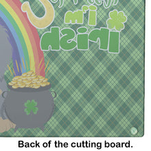 Load image into Gallery viewer, Longhair Blue and Tan Dachshund St. Patrick's Day Glass Cutting Boards – Durable, Decorative Kitchen Art Large