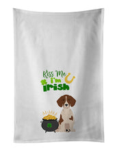 Load image into Gallery viewer, Red Piebald Dachshund St. Patrick's Day White Kitchen Towel Set of 2 Dish Towels
