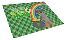 Load image into Gallery viewer, Black Dapple Dachshund St. Patrick's Day Glass Cutting Boards – Durable, Decorative Kitchen Art Large