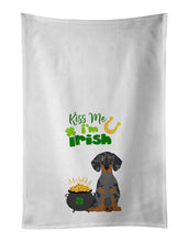 Load image into Gallery viewer, Black Dapple Dachshund St. Patrick's Day White Kitchen Towel Set of 2 Dish Towels