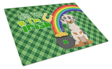 Load image into Gallery viewer, Cream Dapple Dachshund St. Patrick's Day Glass Cutting Boards – Durable, Decorative Kitchen Art Large