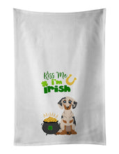 Load image into Gallery viewer, Cream Dapple Dachshund St. Patrick's Day White Kitchen Towel Set of 2 Dish Towels