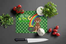 Load image into Gallery viewer, Chocolate and Cream Dachshund St. Patrick's Day Glass Cutting Boards – Durable, Decorative Kitchen Art Large