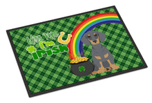 Load image into Gallery viewer, Blue and Tan Dachshund St. Patrick's Day Doormat - 24x36 Decorative Floor Mat – Indoor/Outdoor Rug with Artistic Flair