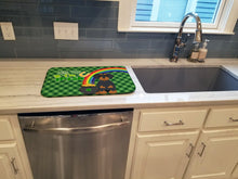 Load image into Gallery viewer, Wirehair Black and Tan Dachshund St. Patrick's Day Dish Drying Mat – Absorbent, Artistic Kitchen Essentials