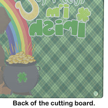 Load image into Gallery viewer, Wirehair Chocolate and Tan Dachshund St. Patrick's Day Glass Cutting Boards – Durable, Decorative Kitchen Art Large