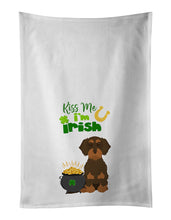 Load image into Gallery viewer, Wirehair Chocolate and Tan Dachshund St. Patrick's Day White Kitchen Towel Set of 2 Dish Towels