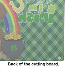 Load image into Gallery viewer, Wirehair Red and Tan Dachshund St. Patrick's Day Glass Cutting Boards – Durable, Decorative Kitchen Art Large
