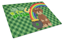 Load image into Gallery viewer, Wirehair Red and Tan Dachshund St. Patrick's Day Glass Cutting Boards – Durable, Decorative Kitchen Art Large