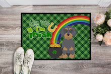 Load image into Gallery viewer, Wirehair Blue and Tan Dachshund St. Patrick's Day Doormat - 24x36 Decorative Floor Mat – Indoor/Outdoor Rug with Artistic Flair