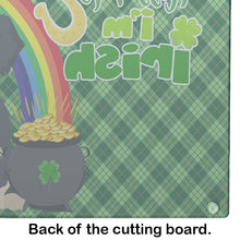 Load image into Gallery viewer, Wirehair Black and Cream Dachshund St. Patrick's Day Glass Cutting Boards – Durable, Decorative Kitchen Art Large