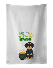 Load image into Gallery viewer, Wirehair Black and Cream Dachshund St. Patrick's Day White Kitchen Towel Set of 2 Dish Towels
