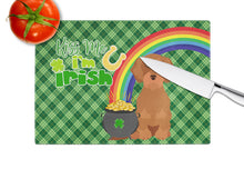 Load image into Gallery viewer, Wirehair Red Dachshund St. Patrick's Day Glass Cutting Boards – Durable, Decorative Kitchen Art Large