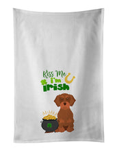 Load image into Gallery viewer, Wirehair Red Dachshund St. Patrick's Day White Kitchen Towel Set of 2 Dish Towels