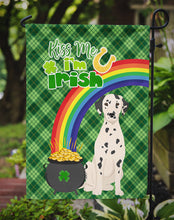 Load image into Gallery viewer, Dalmatian St. Patrick's Garden Flag – "Kiss Me I’m Irish" with Pot of Gold &amp; Rainbow