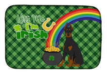 Load image into Gallery viewer, Black and Tan Doberman Pinscher St. Patrick's Day Dish Drying Mat – Absorbent, Artistic Kitchen Essentials