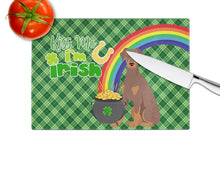Load image into Gallery viewer, Natural Ear Red and Tan Doberman Pinscher St. Patrick's Day Glass Cutting Boards – Durable, Decorative Kitchen Art Large