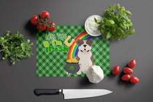 Load image into Gallery viewer, Brindle English Bulldog St. Patrick's Day Glass Cutting Boards – Durable, Decorative Kitchen Art Large