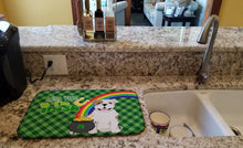 Load image into Gallery viewer, Piebald English Bulldog St. Patrick's Day Dish Drying Mat – Absorbent, Artistic Kitchen Essentials