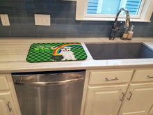 Load image into Gallery viewer, Piebald English Bulldog St. Patrick's Day Dish Drying Mat – Absorbent, Artistic Kitchen Essentials