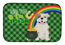 Load image into Gallery viewer, Piebald English Bulldog St. Patrick's Day Dish Drying Mat – Absorbent, Artistic Kitchen Essentials