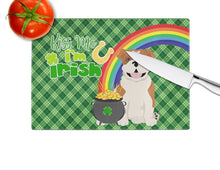 Load image into Gallery viewer, Red English Bulldog St. Patrick's Day Glass Cutting Boards – Durable, Decorative Kitchen Art Large