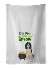 Load image into Gallery viewer, Black English Springer Spaniel St. Patrick's Day White Kitchen Towel Set of 2 Dish Towels