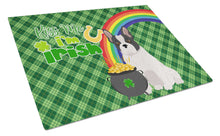 Load image into Gallery viewer, Black and White French Bulldog St. Patrick's Day Glass Cutting Boards – Durable, Decorative Kitchen Art Large