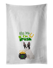 Load image into Gallery viewer, Black and White French Bulldog St. Patrick's Day White Kitchen Towel Set of 2 Dish Towels