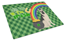 Load image into Gallery viewer, Black and Silver German Shepherd St. Patrick's Day Glass Cutting Boards – Durable, Decorative Kitchen Art Large