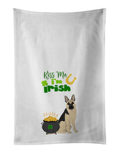 Load image into Gallery viewer, Black and Silver German Shepherd St. Patrick's Day White Kitchen Towel Set of 2 Dish Towels