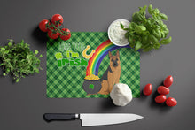 Load image into Gallery viewer, Black and Tan German Shepherd St. Patrick's Day Glass Cutting Boards – Durable, Decorative Kitchen Art Large