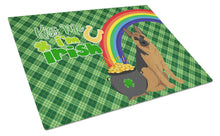 Load image into Gallery viewer, Black and Tan German Shepherd St. Patrick's Day Glass Cutting Boards – Durable, Decorative Kitchen Art Large