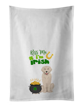Load image into Gallery viewer, Cream Golden Retriever St. Patrick's Day White Kitchen Towel Set of 2 Dish Towels