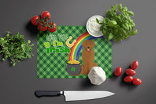Load image into Gallery viewer, Mahogany Golden Retriever St. Patrick's Day Glass Cutting Boards – Durable, Decorative Kitchen Art Large