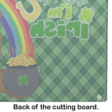 Load image into Gallery viewer, Mahogany Golden Retriever St. Patrick's Day Glass Cutting Boards – Durable, Decorative Kitchen Art Large