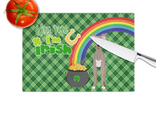 Load image into Gallery viewer, Fawn Italian Greyhound St. Patrick's Day Glass Cutting Boards – Durable, Decorative Kitchen Art Large