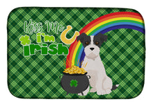 Load image into Gallery viewer, Black White Wirehair Jack Russell Terrier St. Patrick's Day Dish Drying Mat – Absorbent, Artistic Kitchen Essentials