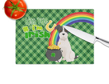 Load image into Gallery viewer, Black White Wirehair Jack Russell Terrier St. Patrick's Day Glass Cutting Boards – Durable, Decorative Kitchen Art Large