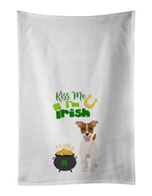 Load image into Gallery viewer, Brown White Smooth Jack Russell Terrier St. Patrick's Day White Kitchen Towel Set of 2 Dish Towels