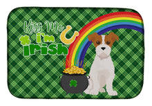Load image into Gallery viewer, Brown White Wirehair Jack Russell Terrier St. Patrick's Day Dish Drying Mat – Absorbent, Artistic Kitchen Essentials