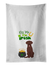 Load image into Gallery viewer, Chocolate Labrador Retriever St. Patrick's Day White Kitchen Towel Set of 2 Dish Towels
