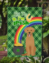 Load image into Gallery viewer, Red Fox Labrador Retriever St. Patrick's Garden Flag – "Kiss Me I’m Irish" with Pot of Gold &amp; Rainbow