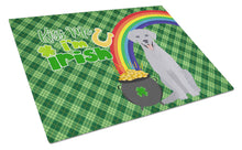Load image into Gallery viewer, Silver Labrador Retriever St. Patrick's Day Glass Cutting Boards – Durable, Decorative Kitchen Art Large
