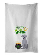 Load image into Gallery viewer, Silver Labrador Retriever St. Patrick's Day White Kitchen Towel Set of 2 Dish Towels