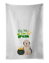 Load image into Gallery viewer, Old English Sheepdog St. Patrick's Day White Kitchen Towel Set of 2 Dish Towels