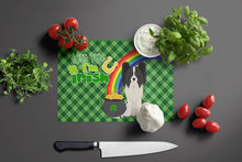Load image into Gallery viewer, Black and White Papillon St. Patrick's Day Glass Cutting Boards – Durable, Decorative Kitchen Art Large