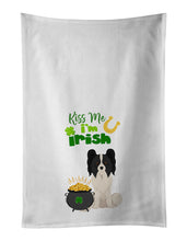 Load image into Gallery viewer, Black and White Papillon St. Patrick's Day White Kitchen Towel Set of 2 Dish Towels