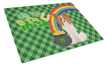 Load image into Gallery viewer, Red and White Papillon St. Patrick's Day Glass Cutting Boards – Durable, Decorative Kitchen Art Large